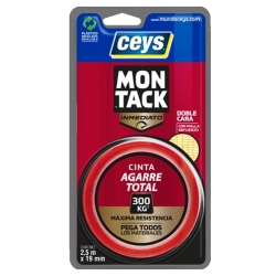 Cinta doble cara ceys montack agarre total 2,5mx19mm