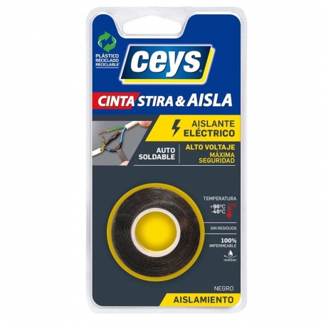 Cinta aislante electrica ceys stira and aisla 3mx19mm negro