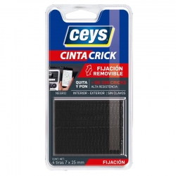 Tira adhesiva ceys crick quita y pon 7x25mm negro 4 tiras