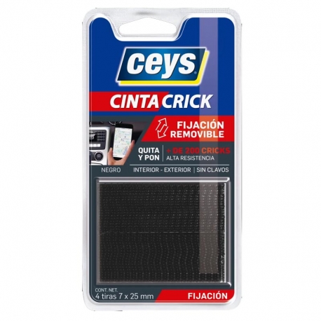 Tira adhesiva ceys crick quita y pon 7x25mm negro 4 tiras