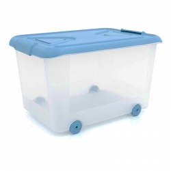 Caja organizadora con ruedas plastiken multibox nature 70l azul