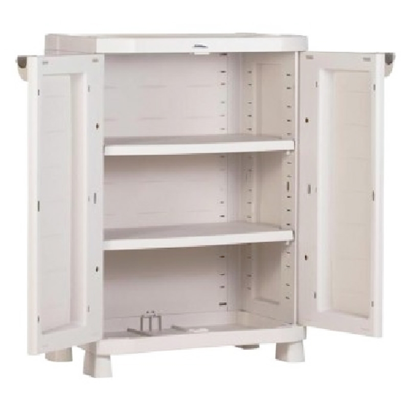 Armario bajo de resina Space Saver 90x100x45 cm color beige 2 puertas