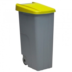 Contenedor basura denox eco gris 110l tapa amarillo