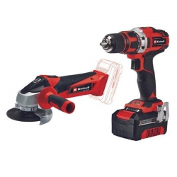 Taladro atornillador + amoladora einhell te-tk 18/2 li kit 115mm 18v 4ah