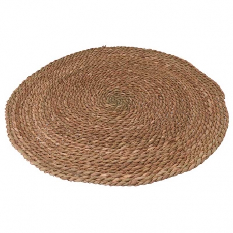 Alfombra redonda hoja de totora 80cm marron