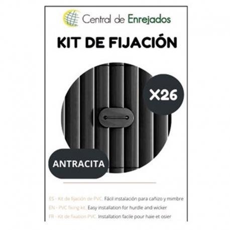 Kit fijacion cañizo mimbre enrejados antracita 26 unidades