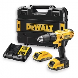 Taladro percutor dewalt dcd776d2t-qw 18v 13mm + bateria li-ion 2ah + 2 baterias + maletin 