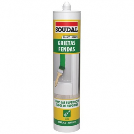 Sellador acrilico soudal grietas 290ml blanco