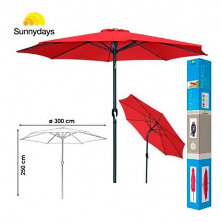 Parasol aluminio 300cm tubo 48 mm rojo