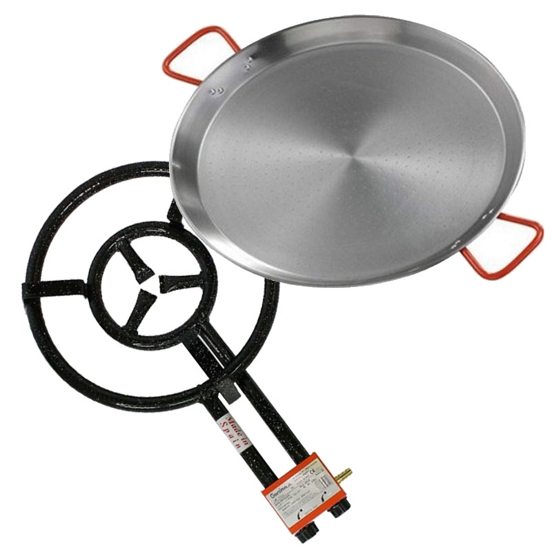 Comprar Paellero Gas Butano 2 Fuegos + Paellera 42Cm Vaello La Valen