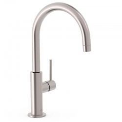 Monomando lavabo tres study maneta caño curvo 324mm acero 26290402ac