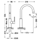 Monomando lavabo tres study alto con maneta lateral 324mm acero 26290402ac