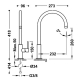 Monomando lavabo tres study alto con maneta lateral 418mm acero 26290401ac