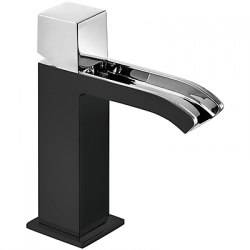 Monomando lavabo tres exclusive cuadro volante caño cascada libre negro 006.110.02.ne