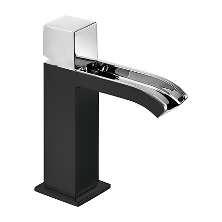 Monomando lavabo tres exclusive cuadro volante caño cascada libre negro 006.110.02.ne