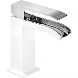 Monomando lavabo tres exclusive cuadro maneta caÑo cascada libre blanco 006.110.01.bl