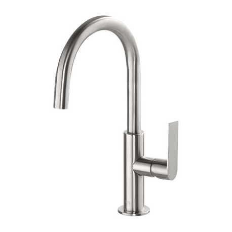 Monomando lavabo tres exclusive loft caño curvo 324 mm acero 20020505ac