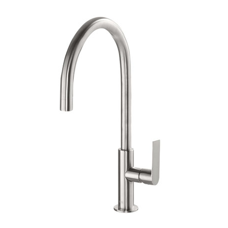 Monomando lavabo tres exclusive loft caño curvo 418 mm acero 20020506ac