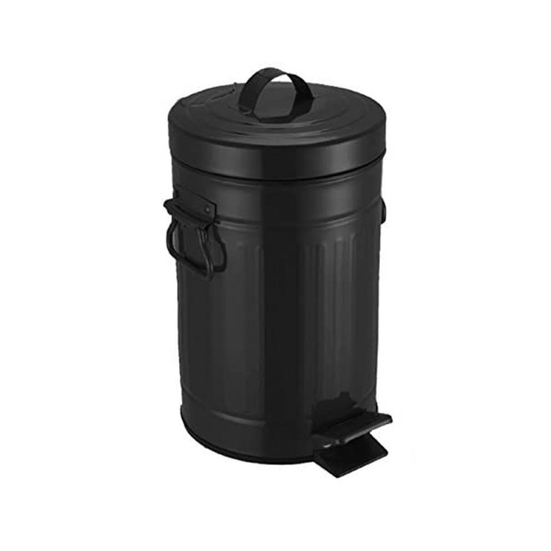 Cubo de Basura Negro Metálico Retro 20 litros