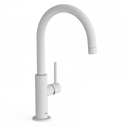 Monomando lavabo tres study maneta caño curvo 324mm blanco mate 26290402bm