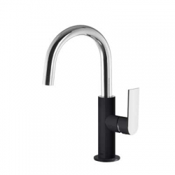 Monomando lavabo tres exclusive loft colors caño curvo 275mm negro 20020504ne