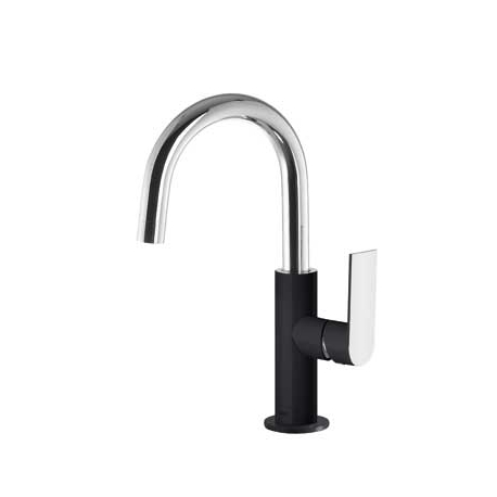 Monomando lavabo tres exclusive loft colors caño curvo 275mm negro 20020504ne