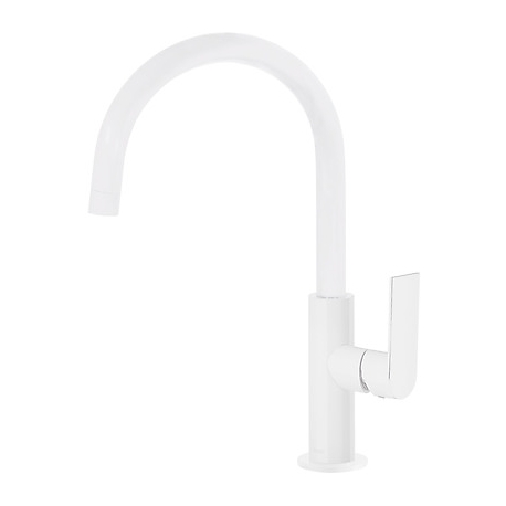 Monomando lavabo tres exclusive loft colors caño curvo 324mm blanco mate 20020505bm