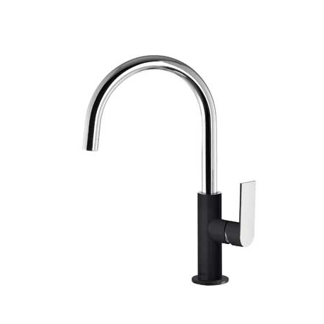 Monomando lavabo tres exclusive loft colors caño curvo 324mm negro 20020505ne