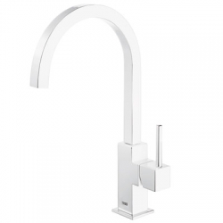 Monomando cocina tres exclusive cuadro vertical caÑo curvo blanco mate 367 mm 030.497.bm