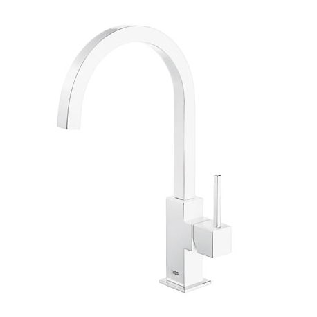 Monomando cocina tres exclusive cuadro vertical caÑo curvo blanco mate 367 mm 030.497.bm