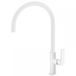 Monomando cocina tres exclusive loft fregadero vertical caÑo curvo blanco mate 200.440.02.bm