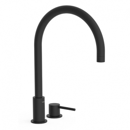 Monomando lavabo repisa tres exclusive study 373mm negro mate 26110501nm