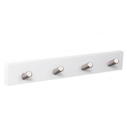 Percha pared 4 pomos inclinados blanco inox