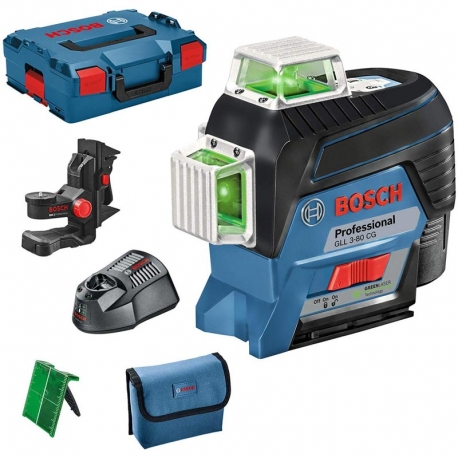 Nivel laser de puntos bosch gll 3-80 cg + tripode bt150+ l-boxx