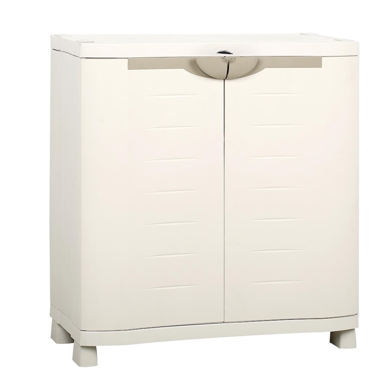 Armario bajo de resina Wood 68x91x39 cm color beige 2 puertas