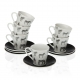 Juego 6 tazas de cafe con plato zebra