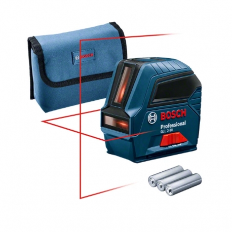 Nivel laser lineas bosch gll 2-10 professional + bolsa protecttora + pila 1,5 v lr6 aa