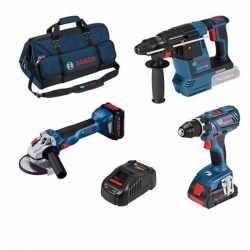 Atornillador bosch gsr 18 v-28 + gbh 18v-26 + gws 18v-10 + bolsa herramienta + procore18v 4ah + procore18v 8ah + gal 1880 cv