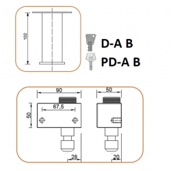 Cierre lyf d-ab para puertas metalicas basculantes llave tubular