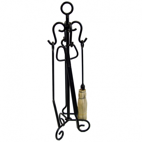 Juego chimenea 4 piezas imex el zorro argolla forja 70 cm