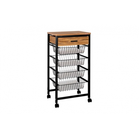 Verdulero play 4 cestas negro sobre y cajon madera