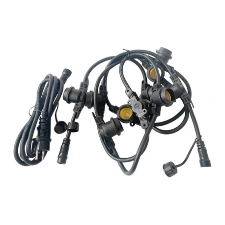 Guirnalda exterior10x e27 ip44 7.5m extensible negro 