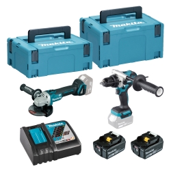 COMBO MAKITA DLX2413TJ - dhp486+DGA504ZL 18V LXT 5Ah 2 bat. MakPac