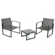 Conjunto jardin mesa acero y 2 sillones textilene antracita