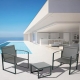 Conjunto jardin mesa acero y 2 sillones textilene antracita