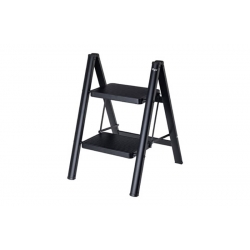 Taburete escalera acero 2 peldaÑos negro
