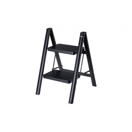 Taburete escalera acero 2 peldaÑos negro
