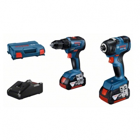Atornillador de impacto a bateria bosch gdr 18v-200 + atornillador gsr 18v-55 + 2 gba 18v 4ah + gal 18v-40 + l-case