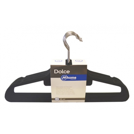 PERCHA PLASTICO CON TERCIOPELO NEGRO 10 UNIDADES