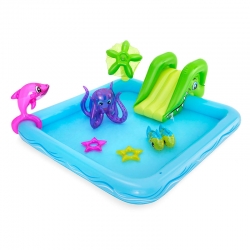 PISCINA ACUARIO CENTRO JUEGOS CON TOBOGAN 239X206X86CM